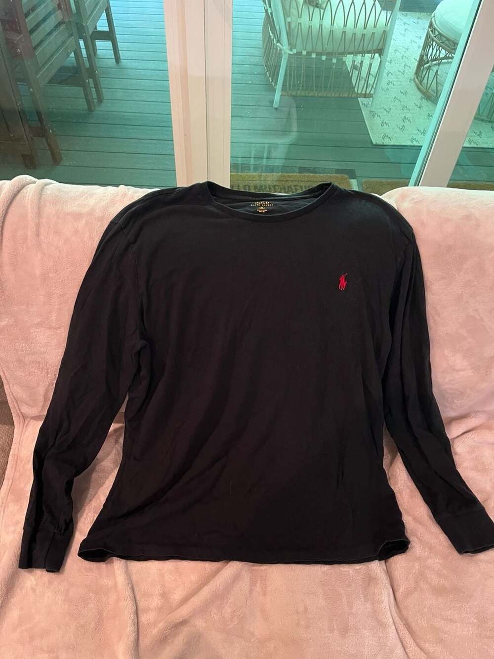 Polo Ralph Lauren Black Jersey Long-Sleeve T-Shirt with Red Pony Logo XL